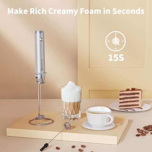 Maestri Home LunaFro Rechargeable Milk Frother,Stand & 2 Removable Whisks - Image 3