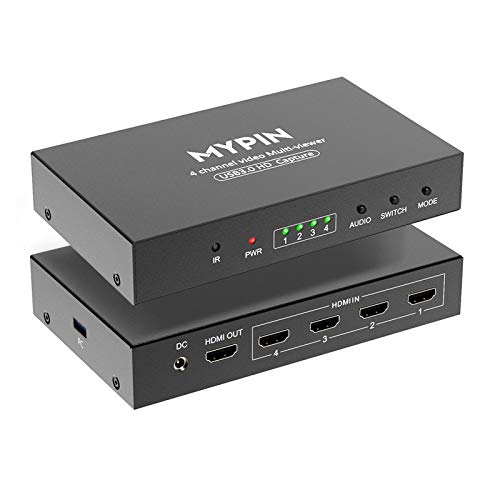 MYPIN USB3.0 HDMI Video Capture Card, 4-Channel 1080P@60fps HDMI Game Caputre for Multi-Channel Live Streaming with Loop Out for Xbox One/ PS4/ Wii U/Nintendo Switch