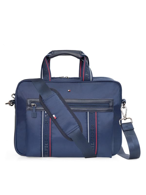 Image of Tommy Hilfiger Professional Business Case Koniag - Black | Backpack for School, College and Work | Water-Resistant | Fits 14-inch Laptop, with Trolley Sleeve & 1-Year Warranty
