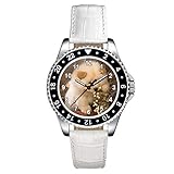 Hundemotiv Uhren Timest - Chow Chow Welpe Motiv Uhr Unisex mit Lederarmband in Weiss Rund Analog Quarz CSE046LW