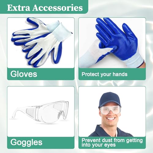 6 Inch Chimney Cleaning Brush Kit with Standard 1/4\" NPT End Fitting, Pletpet Chimney Cleaning Sweep Kit with Goggles and Gloves for Cleaning Chimney Hearth Fireplace - Thumbnail 4
