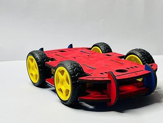 4 Wheel Drive Double Layer Smart Robo Car Chassis DIY Kit, Grey, PLA Plastic, 15x9x6 cm, Educational Projects, Robotics Theme, 15 Pieces