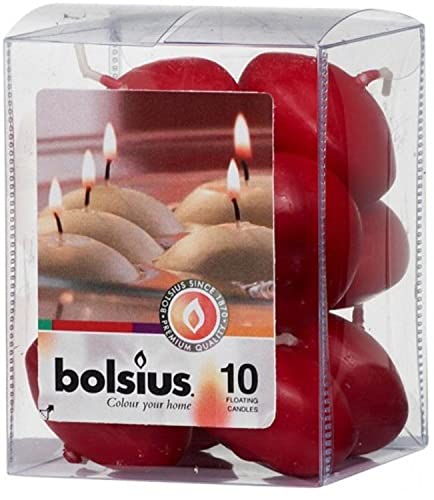 Bolsius 8717847039712 Bougies flottantes, Cire, Rouge, 0,3 x 0,3 x 0,45 cm
