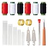 Kit de 37 agujas de coser de acero de ojo grande – Agujas de acero inoxidable para coser a mano con destripador de hilos, enheaders, hilos y dedales