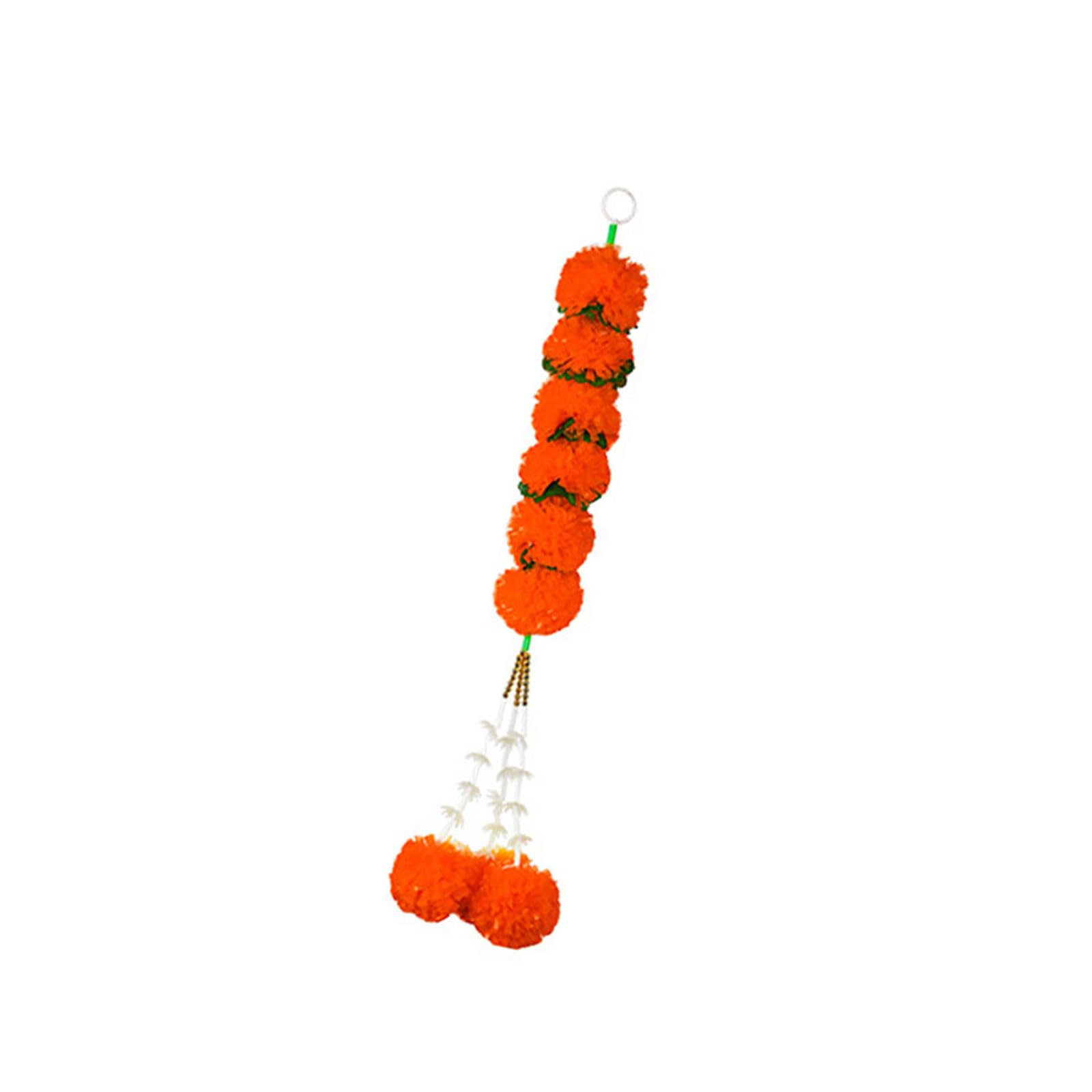 Xjdzineq Marigold Flowers Garlands Artificial Hanging Ornament for Indian Pooja Diwali Home Wedding Mantles Decors Artificial for Decoration