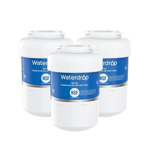 Waterdrop MWF Water Filter for GE® Refrigerators, Replacement for GE® MWF, SmartWater® MWFP, MWFA, GWF, HDX FMG-1, WFC1201, RWF1060, 197D6321P006, Kenmore® 9991, GSE25GSHECSS, 3 Filters