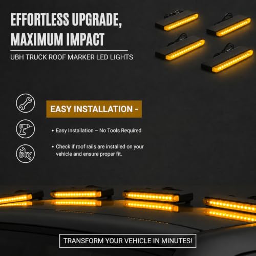 Image of UBH Roof Marker LED Lights For Cars, Trucks, Or Suv 4 X 4 Thar (UFO) (UFO 5 AMBER)