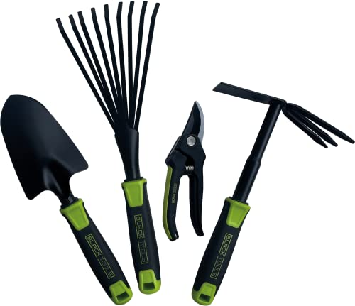 BLACK TOOLS® Garden Gartengeräte-Bundle 4-teilig | Pflanzkelle, Kombihacke, Gartenschere, Fächerbesen | Optimales Set für den kleinen Garten oder Balkon | Garten, Kübel, Balkonkästen, Beete BLACK TOOLS® Garden Gartengeräte-Bundle 4-teilig | Pflanzkelle, Kombihacke, Gartenschere, Fächerbesen | Optimales Set für den kleinen Garten oder Balkon | Garten, Kübel, Balkonkästen, Beete