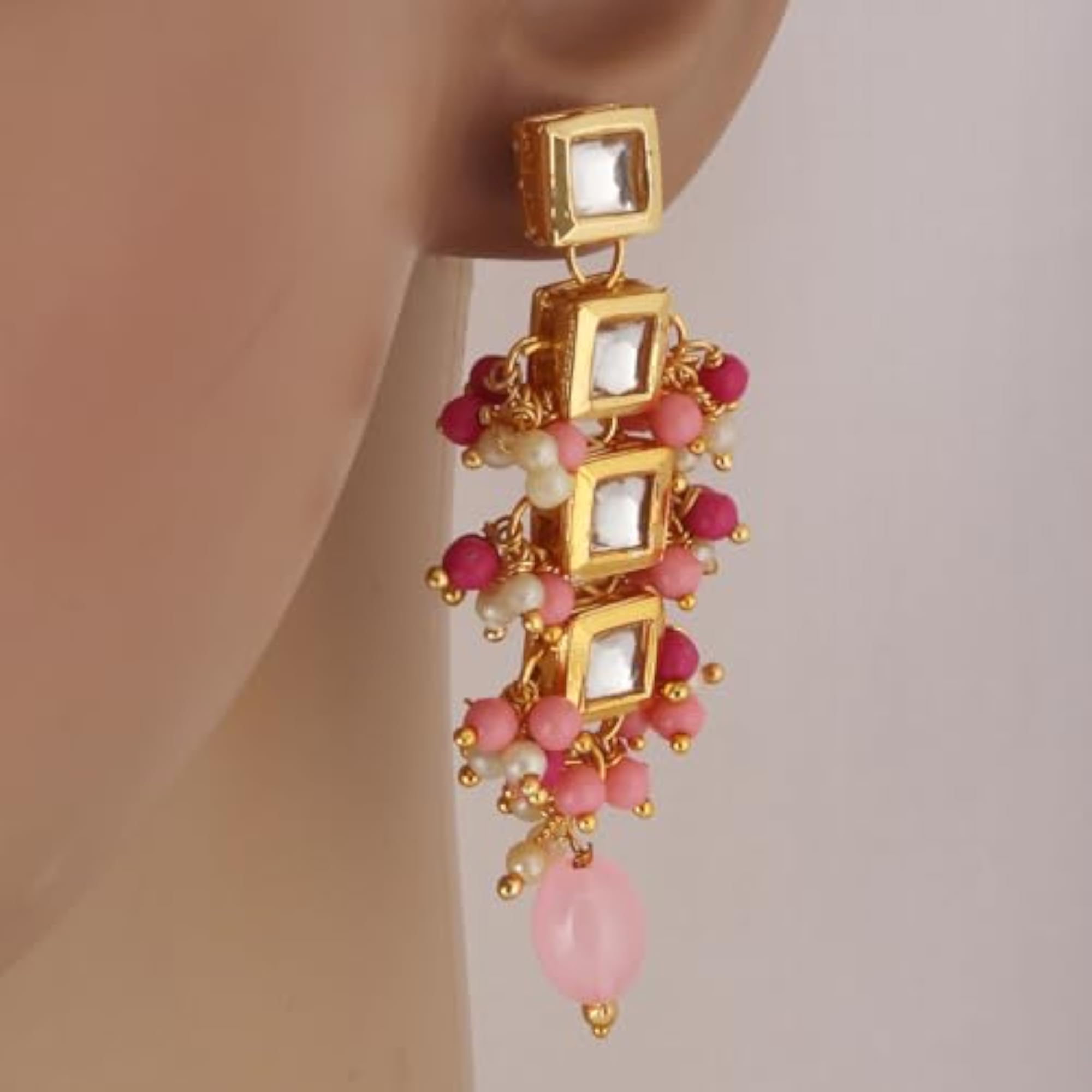 Women's Traditional 18k Gold Plated Meenkari Multicolor Earring Set