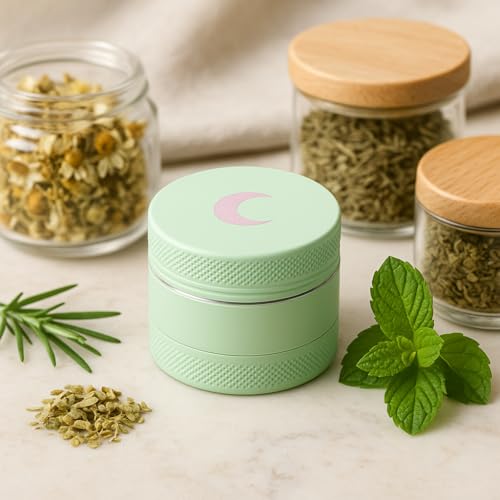 Brando Moon Small Manual Spice Kitchen Crusher – 1.5” Tea, Spice and Seeds Grinder with Cleaning Scraper, for Camping and Outdoor
