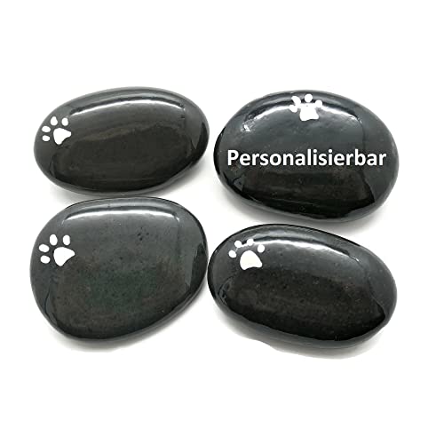 Andys Steinwelt® Tiergrabstein mit Wunschtext personalisierbar Gedenkstein für Haustiere mit Tierpfote, Trauerstein ca. 7-8 cm für Hund, Katze und Kleintiere würdiges Andenken und Grabbeigabe