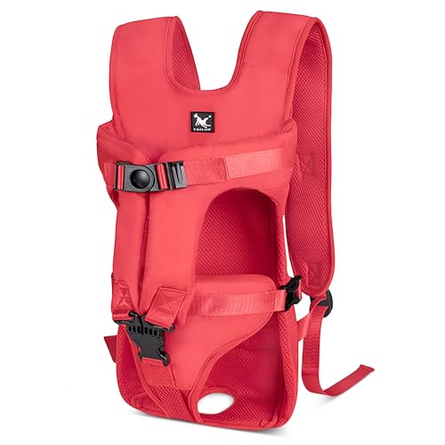 ALLSOPETS Hunderucksack für Mittlere Hunde, Verstellbar und Leicht, Ideal zum Wandern, Radfahren, Reisen und Camping (Feuriges Rot, L)