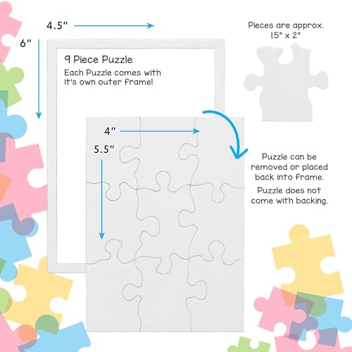Hygloss 24 puzzles en blanco de 9 piezas cada uno, 5.5 x 4 pulgadas, rompecabezas para actividades de arte y manualidades miniatura 3