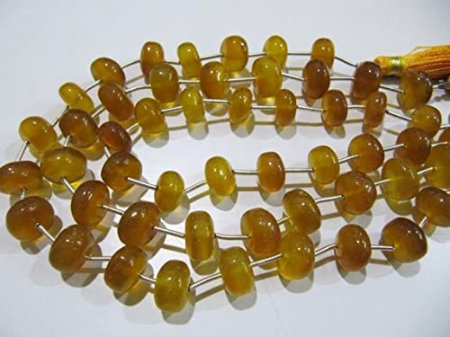 LKBEADS Żółty chalcedon rondelle gładkie koraliki / rozmiar od 10 do 12 mm / cytryn kolor gładkie kamienie szlachetne koraliki / sprzedawane na sznurek 23 cm