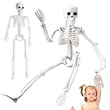 Skelett Halloween Deko, 2 Stück Ganzkörper Halloween Skelett, 40cm Ganzkörper Mini Hängende Skelett mit beweglichen Gelenken, Skelett mit beweglichen Gelenken, für Halloween Party Dekorationen