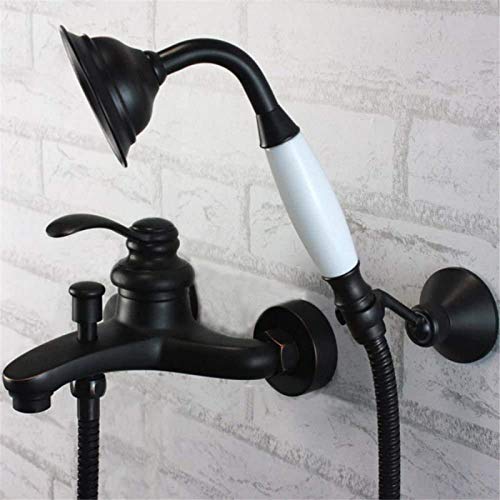 Robinet de baignoire en cuivre noir antique artisanal pour douche murale haut de gamme