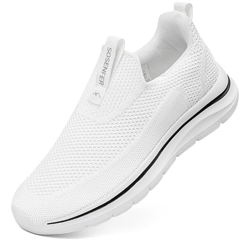 ODCKOI Womens Slip On Shoes Breathable Sneakers Lightweight Mesh Sports Shoes Walking Shoes Hands Free Shoes for Gym Fitness White-BAISE-40