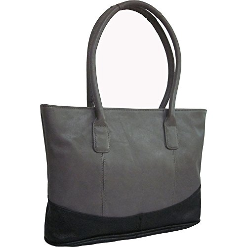 Casual Leather Handbag (#1827-7) (Gray/Black)