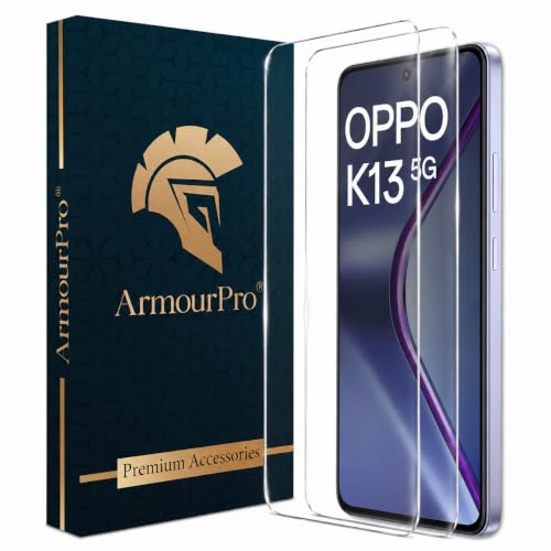 Image of ArmourPro 3D Borderless Tempered Glass for Oppo K13, Set of 2 HD Clear Screen Protectors with 3D Curved Edges, 9H Hardness, Oleophobic Coating, Case Friendly