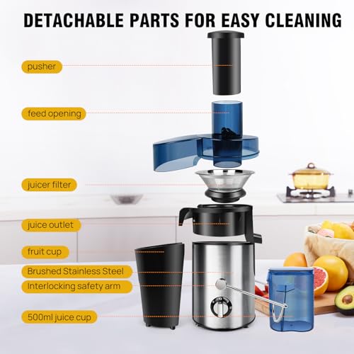1000W Juicer Machines Whole Fruit and Vegetable Juice Extractor,Centrifugal Juicer with 2 Speed Control for Fruit and Vegetables - Image 3
