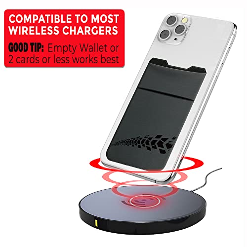 Image of Gecko Travel Tech Double Pocket - Adhesive Card Holder - Cell Phone Pouch - Stick on Lycra Pocket - Carry Credit Cards and Cash (Gray - TIRE)