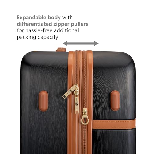 Badgley Mischka Grace 3 Piece Polycarbonate-ABS Expandable Retro Luggage Set (Black)3