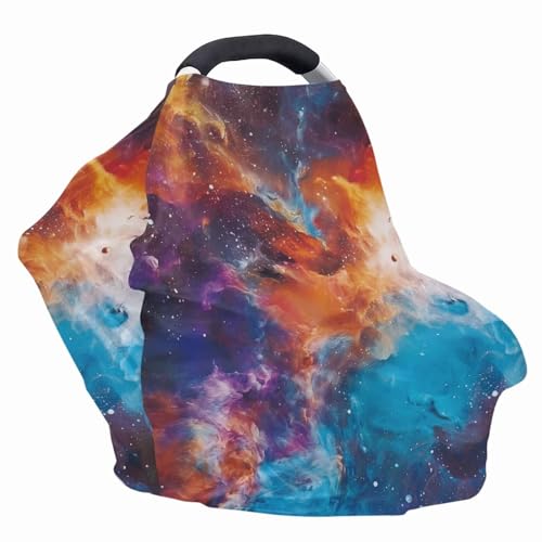 Image of Galaxy Car Seat Cover Multi-Use Breathable Stretchy Nursing Breastfeeding Covers Car Seat Canopy Cover for Babies Dust Cover Privacy Protection