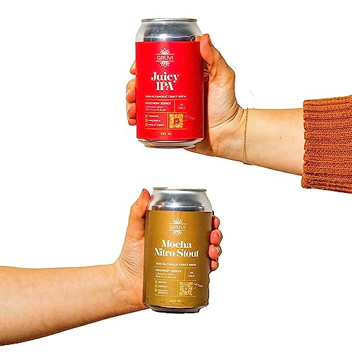 Gruvi Mocha Nitro Stout Non-Alcoholic Craft Beer, 90 Calories, Contains Less than 0.5% Alcohol by Volume, 12 Fl Oz Per Can, Pack of 12 - Thumbnail 6