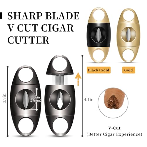 Demcigar V-Cut Cigar Cutter, Stainless Steel Sharp Blade Cigar Guillotine Scissors for Men(Grey) - Image 2