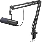 TONOR Dynamic Podcast Microphone for Studio, Cardioid XLR/USB Mic, AI Noise Cancellation, Tap Mute, 3.5mm Headphone Jack for Monitoring, Volume Control, Microfono with Boom Arm, Black, TD510 AIR H+