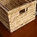 Woven Natural Water hyacinth Rectangular Storage Baskets with inside Handle,Kingwillow(Large)
