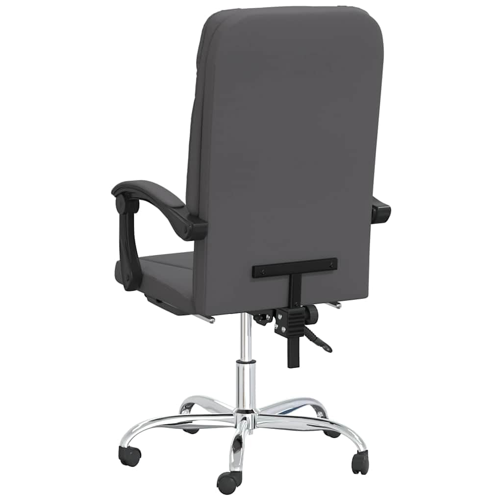 Chaise de bureau avec fonction allongée et dossier réglable, en cuir synthétique gris, ergonomique, résistante, avec accoudoir et appui-tête pivotant, pour le bureau à domicile et le gaming