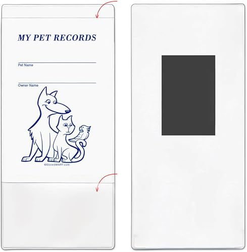 StoreSMART - Pet Records Pocket - Magnetic Back - 50-Pack - for Refrigerator, Locker, Filing cabinets - PETSM-50