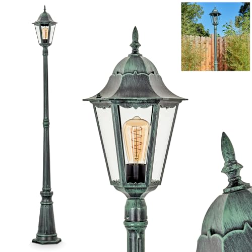 HOFSTEIN Lampadaire d'extérieur Hong Kong en métal/verre noir/vert/transparent, lampadaire de chemin de maison de campagne, antique, rétro, vintage, jardin,...