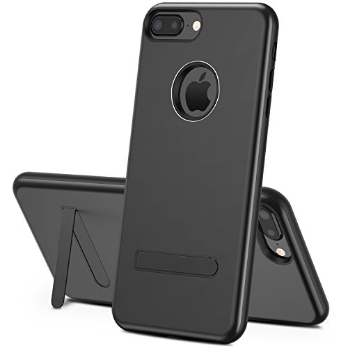 iPhone 7 Plus Case Shockproof,TORRAS Unique iPhone 7 Phone Case[Heavy Duty][Matte Black] Slim Fit Aluminum Metal Frame Anti-Scratch Full-Body Protective Cover with Kickstand for iPhone 7 Plus Cover