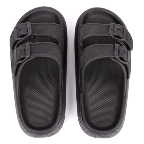 Cloud Pillow Slides for Women Double Buckle Adjustable Sandals Non-Slip Slippers Indoor & Outdoor