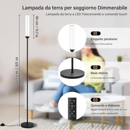 Lampadaire LED dimmable moderne noir réglable avec télécommande pour chambre - 4