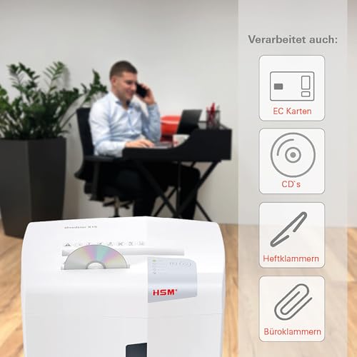 HSM SHREDSTAR X15 Destructor de archivos blanco 1030121 Corte de partículas 4x37mm P4 15 Hojas - imagen 4