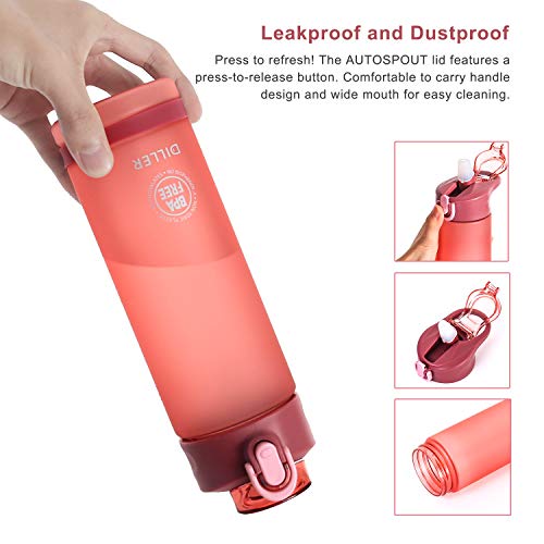 Diller Water Bottle With Straw - 18 Oz Bpa Free Sport Water Bottle With Flip-Flop Lid (Pink) #TOP1