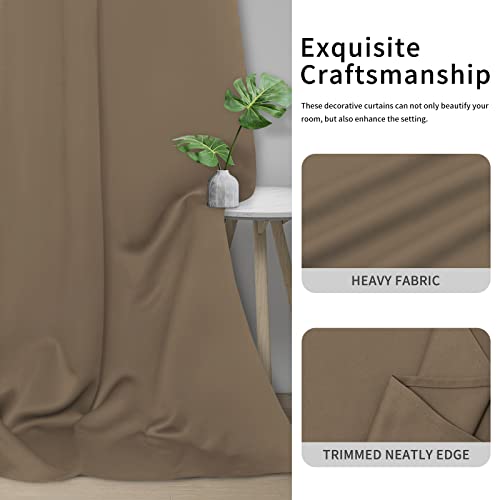 Image of Easy-Going Blackout Curtains for Bedroom, Solid Thermal Insulated Grommet and Noise Reduction Window Drapes, Room Darkening Curtains for Living Room, 2 Panels (42x54 in, Camel)