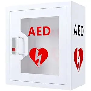AED Defibrillator Wall Mounted Cabinet, Steel Storage Cabinet with Snap Lock, AED Cabinet fits All Brands AED Defibrillator, 14.2 x 7.8 x 15.7 Inch