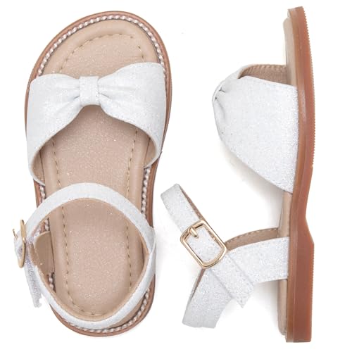 Image of Kolan Toddler Girl Sandals Open Toe Flat Princess Dress Shoes Little Kids