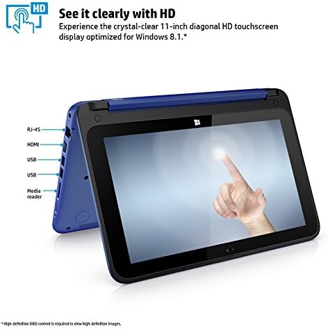 (Discontinued) HP Stream 11.6-Inch Convertible Touchscreen Laptop (Intel Celeron, 2 GB, 32 GB SSD, Blue) Includes Office 365 Personal for One Year