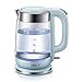 XIAOLIN Czajnik elektryczny, kocioł wodny 1800W szybkie ogrzewanie garnek do herbaty, czajnik elektryczny szklany (1,7 l) niebieskie światła LED jasny szklany korpus, automatyczne odcinanie zabezpiecz