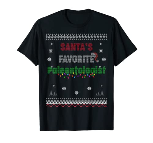Paleontólogo favorito de Papá Noel divertido suéter feo navideño Camiseta