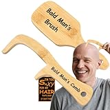 JULEASEL 2PCS Bald Mans Comb, Funniest Gag Gifts for Hair Loss Men, Bamboo Comb for Bald Men, Funny White Elephant Gifts for Christmas, funny stocking stuffers for men