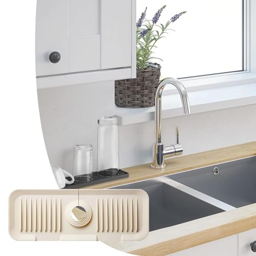 Protector de salpicaduras de silicona antimoho con bandeja de recogida para grifo 3