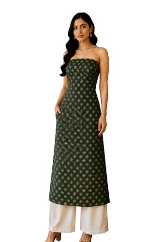 Image of Ethnics of Kutch Womens's Ajrakh Modal Silk Natural Dye Hand Block Print Unstitched Kurta Fabric