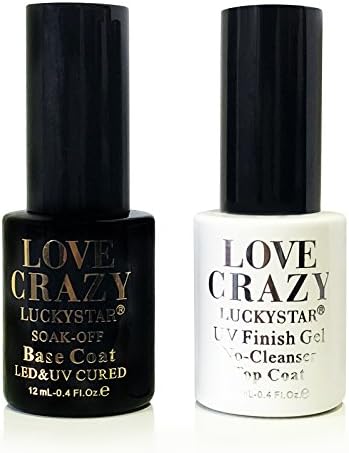 LOVECRAZY - Top Coat y Base Coat para Esmaltes de Uña en Gel Permanente y Semipermanente de Manicura y Pedicura