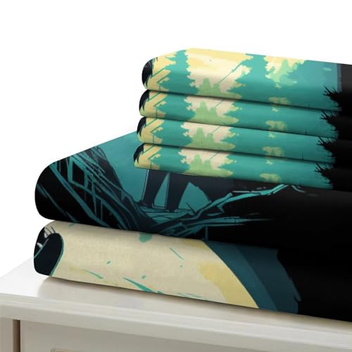 Housse de couette loup 220x240 parure de lit microfibre respirante 3 pièces - 6